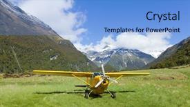  Presentation with river valley - Theme having cessna - plane on a rough airstrip background and a light blue colored foreground