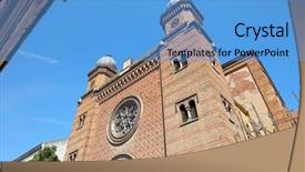  Presentation with jewish synagogue - Audience pleasing slides consisting of cetate synagogue is a jewish backdrop and a teal colored foreground