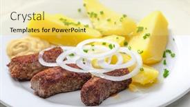  Presentation with onion - PPT theme having cevapcici-with-potatoes-and-onion background and a yellow colored foreground