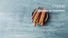  Presentation with cinnamon - Slides having ceylon-cinnamon-sticks-on-blue background and a light blue colored foreground