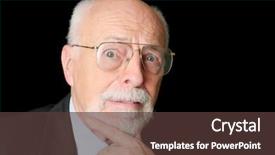  Presentation with black man - Slide set enhanced with golden professor - distinguished senior man background and a  colored foreground