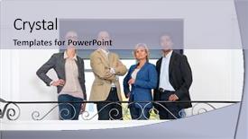  Presentation with management - PPT theme featuring diagramas - group of business partners discussing background and a light gray colored foreground