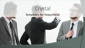  Presentation with business profit - Slide set consisting of cfo and business team discuss the company's profit in the office background and a cool aqua colored foreground