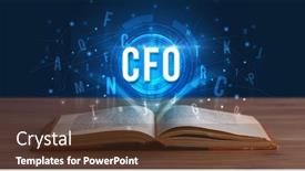  Presentation with digital book - Cool new slide deck with cfo-inscription-coming-out backdrop and a tawny brown colored foreground