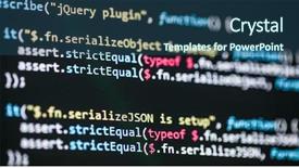  Presentation with developer - Slide deck having cg - software developer programming code background and a ocean colored foreground