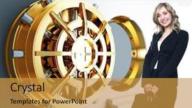  Presentation with vault - Colorful slide deck enhanced with cgi - bank golden vault door 3d backdrop and a gold colored foreground