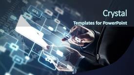  Presentation with transparent screen - Beautiful PPT theme featuring cgi - business cryptocurrency and future technology backdrop and a tawny brown colored foreground