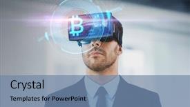  Presentation with ripple - PPT theme having cgi - cryptocurrency financial technology and business background and a seafoam green colored foreground