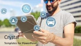  Presentation with sharing - Colorful PPT layouts enhanced with cgi - travel car sharing and modern backdrop and a coral colored foreground