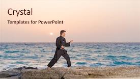  Presentation with tai chi - PPT layouts consisting of ch - man performs tai chi moves background and a cream colored foreground