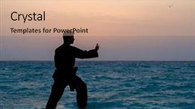  Presentation with tai chi - Theme featuring ch - man performs tai chi moves background and a coral colored foreground