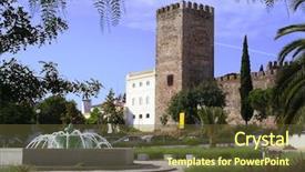  Presentation with medieval iron doors stone castle - Cool new PPT layouts with ch - medieval castle and fountain backdrop and a  colored foreground
