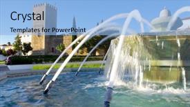  Presentation with medieval iron doors stone castle - Presentation theme having ch - medieval castle in portuguese village background and a  colored foreground