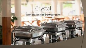  Presentation with modern food - Theme featuring chafing dishes with food in modern cafe background and a lemonade colored foreground
