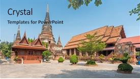 Presentation with ayutthaya - Colorful slide deck enhanced with chai mongkol temple in ayutthaya backdrop and a light blue colored foreground