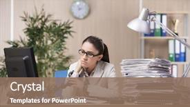  Presentation with working togheter kids - PPT theme consisting of chain - businesswoman working office background and a coral colored foreground