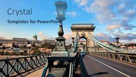  Presentation with royal blue - Colorful theme enhanced with chain-bridge-in-budapest-hungary backdrop and a light blue colored foreground