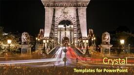  Presentation with long bridge - Beautiful slide deck featuring chain-bridge-on-danube-river backdrop and a tawny brown colored foreground
