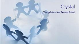  Presentation with doll paper - PPT theme with chain connection - team of paper doll people background and a sky blue colored foreground