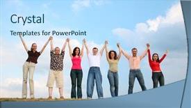  Presentation with chain - Audience pleasing presentation theme consisting of chain from the people which backdrop and a sky blue colored foreground