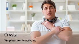  Presentation with sore throat - Cool new theme with medical thyroiditis - young man suffering from sore backdrop and a  colored foreground