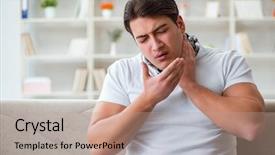  Presentation with one young man exercising handball - Slide deck featuring medical thyroiditis - young man suffering from sore background and a  colored foreground