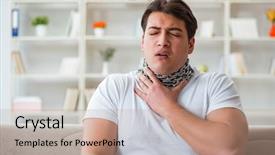  Presentation with sore throat - PPT theme enhanced with medical thyroiditis - young man suffering from sore background and a  colored foreground