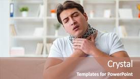  Presentation with sore throat - Slides featuring medical thyroiditis - young man suffering from sore background and a  colored foreground