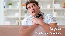  Presentation with sore throat - Colorful PPT theme enhanced with medical thyroiditis - young man suffering from sore backdrop and a coral colored foreground