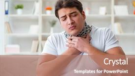  Presentation with sore throat - Cool new slide deck with medical thyroiditis - young man suffering from sore backdrop and a coral colored foreground