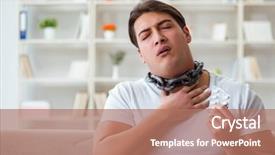 Presentation with sore throat - Beautiful theme featuring medical thyroiditis - young man suffering from sore backdrop and a coral colored foreground