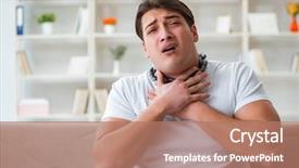  Presentation with sore throat - Audience pleasing slide deck consisting of medical thyroiditis - young man suffering from sore backdrop and a coral colored foreground