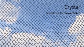  Presentation with blue metallic - Colorful slides enhanced with chain link fence - blue sky with clouds behind backdrop and a teal colored foreground