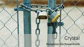  Presentation with chain link fence - Beautiful theme featuring chain link fence locked backdrop and a light gray colored foreground