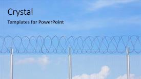  Presentation with chain link fence - PPT layouts featuring chain link fence with barbed background and a light blue colored foreground