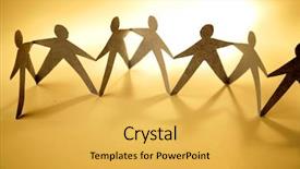  Presentation with doll paper - Beautiful presentation theme featuring chain-of-paper-doll-people backdrop and a yellow colored foreground