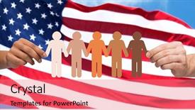  Presentation with over population - Beautiful slides featuring chain of paper people pictogram backdrop and a coral colored foreground