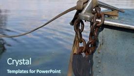  Presentation with supply chain lean - Slide deck consisting of chain with padlock on boat background and a  colored foreground