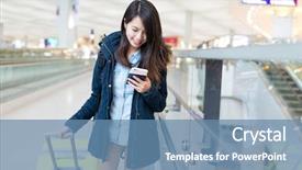  Presentation with travel - Slide set with chaina interiors - woman go travel and using background and a teal colored foreground