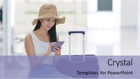  Presentation with wait - Colorful slide deck enhanced with chaina interiors - woman go travel and wait backdrop and a light blue colored foreground