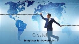  Presentation with concept - Slide set enhanced with chained-businessman-in-workaholic-concept background and a light blue colored foreground