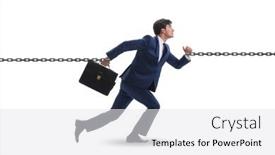 Presentation with concept - Theme enhanced with chained-businessman-in-workaholic-concept background and a white colored foreground