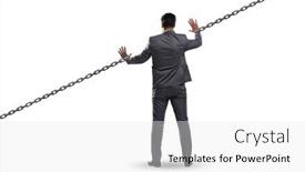  Presentation with human rights concept chained man - Presentation theme enhanced with chained-businessman-in-workaholic-concept background and a white colored foreground