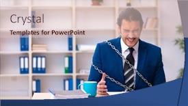  Presentation with unhappy - Theme having chained-male-employee-unhappy background and a lemonade colored foreground