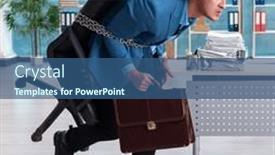  Presentation with unhappy - Presentation with chained-male-employee-unhappy background and a ocean colored foreground