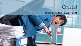  Presentation with unhappy - Slide set featuring chained-male-employee-unhappy background and a light blue colored foreground