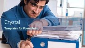  Presentation with unhappy - Presentation having chained-male-employee-unhappy and a ocean colored foreground