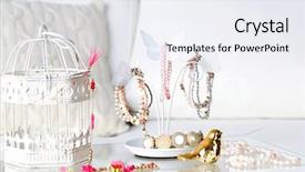  Presentation with jewelry - Presentation design featuring chaines interiors - decorative stand with jewelry background and a sky blue colored foreground