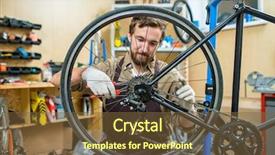  Presentation with heavy equipment mechanic - Audience pleasing theme consisting of chaines interiors - enthusiastic young mechanic wearing apron backdrop and a  colored foreground