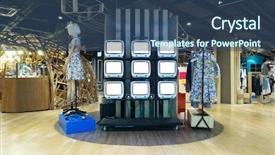  Presentation with product - PPT theme having chaines interiors - shopping mall interior with product background and a  colored foreground